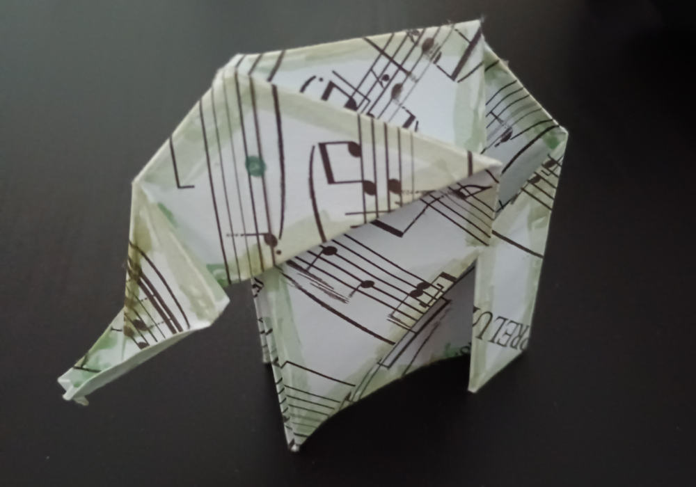 "Bernie", the musical elephant (that was folded from a sheet music misprint)