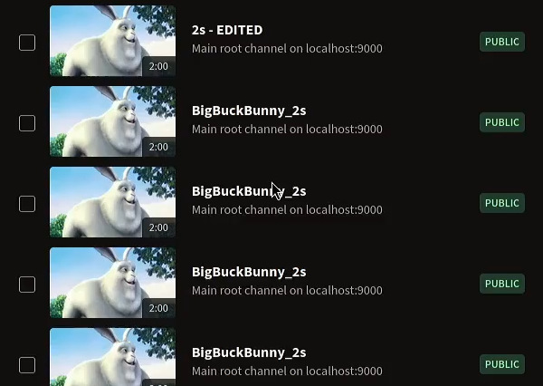 Screenshot of a few copies of the BigBuckBunny video I used for testing scrolling—taken from the initial fix attempt at 1:10:12 (Note: no bunnies were harmed in the fixing of this issue)