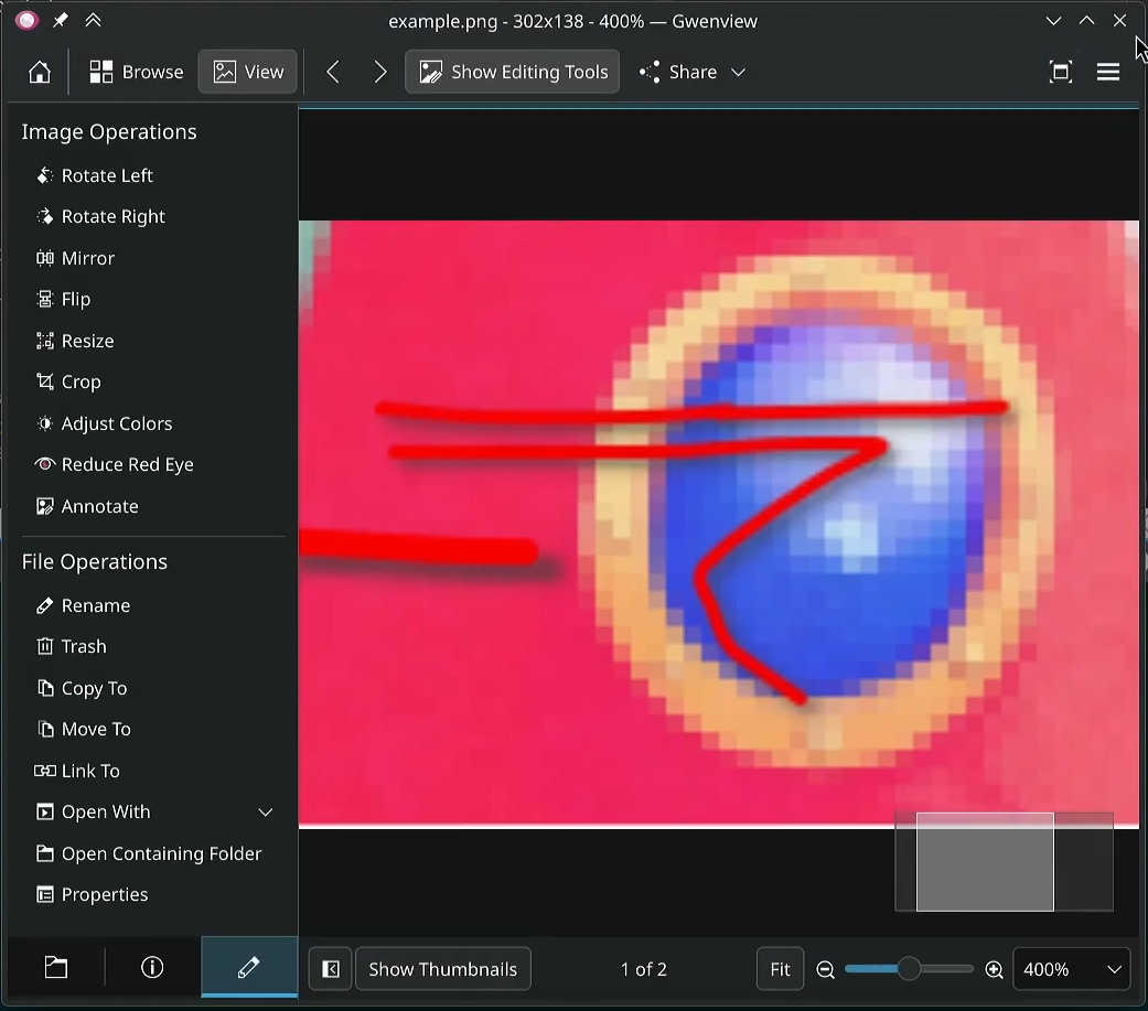 Screenshot of me using the annotate function on-stream, ~01:04:53. Strokes have different thicknesses because one of them got upscaled by the bug upon saving the image earlier.