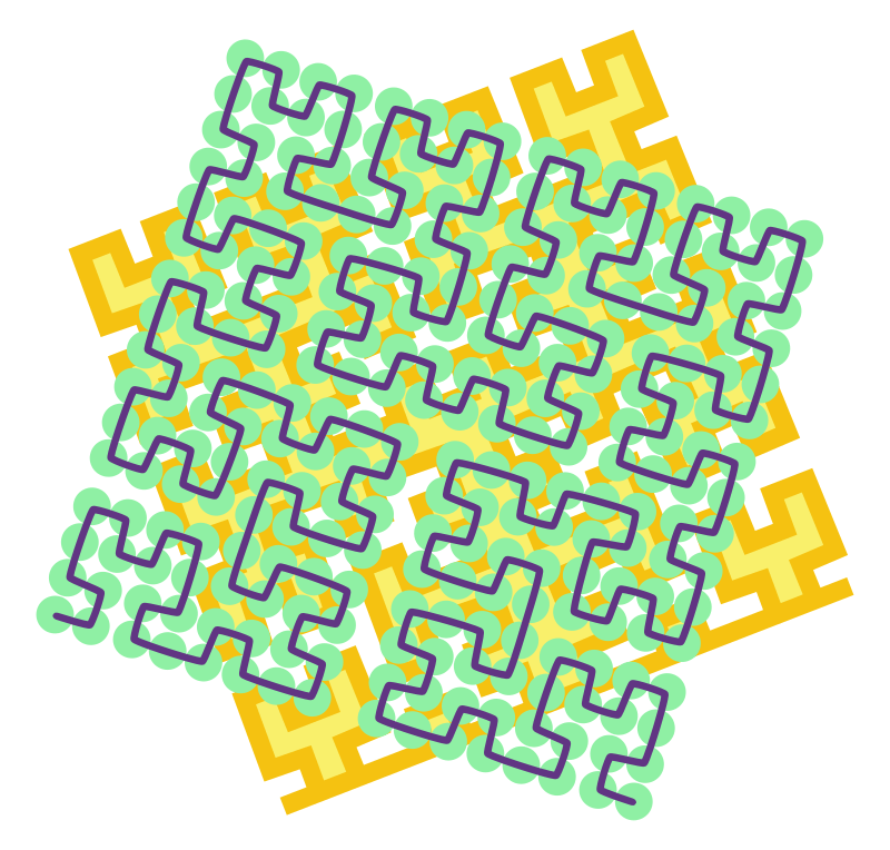 A Hilbert curve superimposed on top of another with different styles. Not related to the article, but it looks cool, aye?