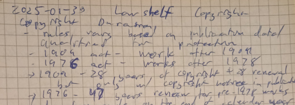 %An outline on the copyright course by Lawshelf, dated 2025-01-30 and covering Copyright Duration.