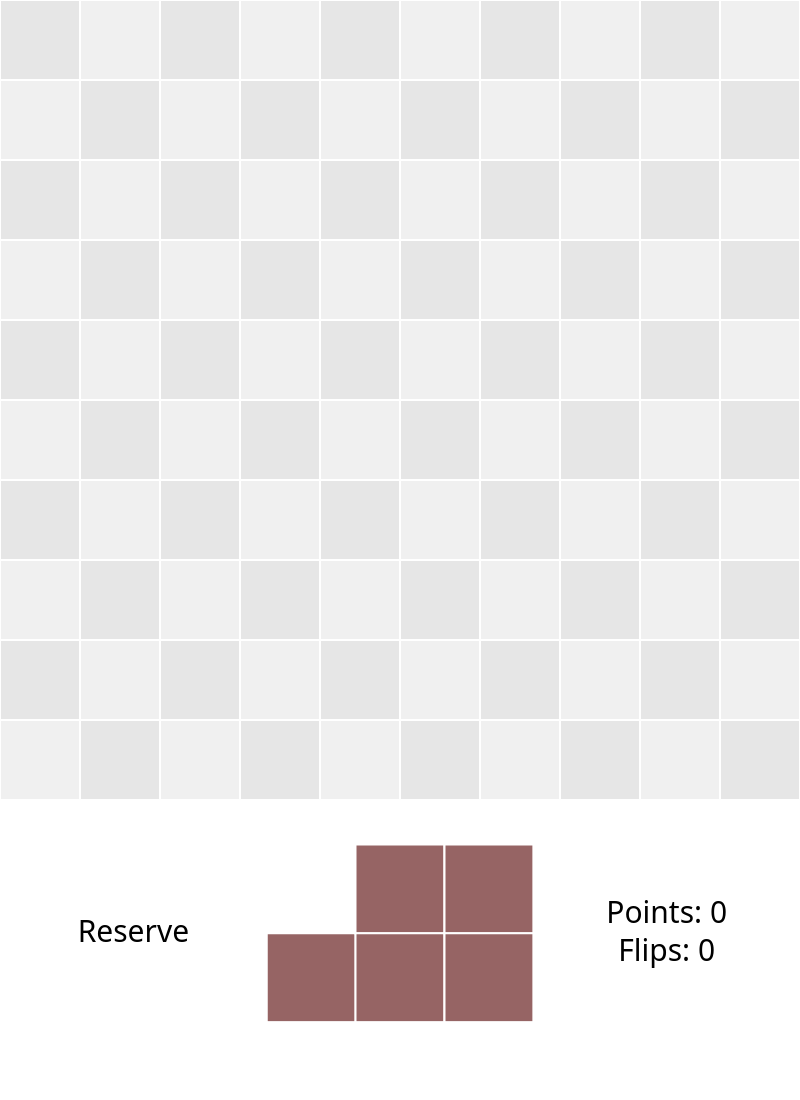 A grid where tiles can be placed, along with a tile and "reserve" space in the lower part of the screen