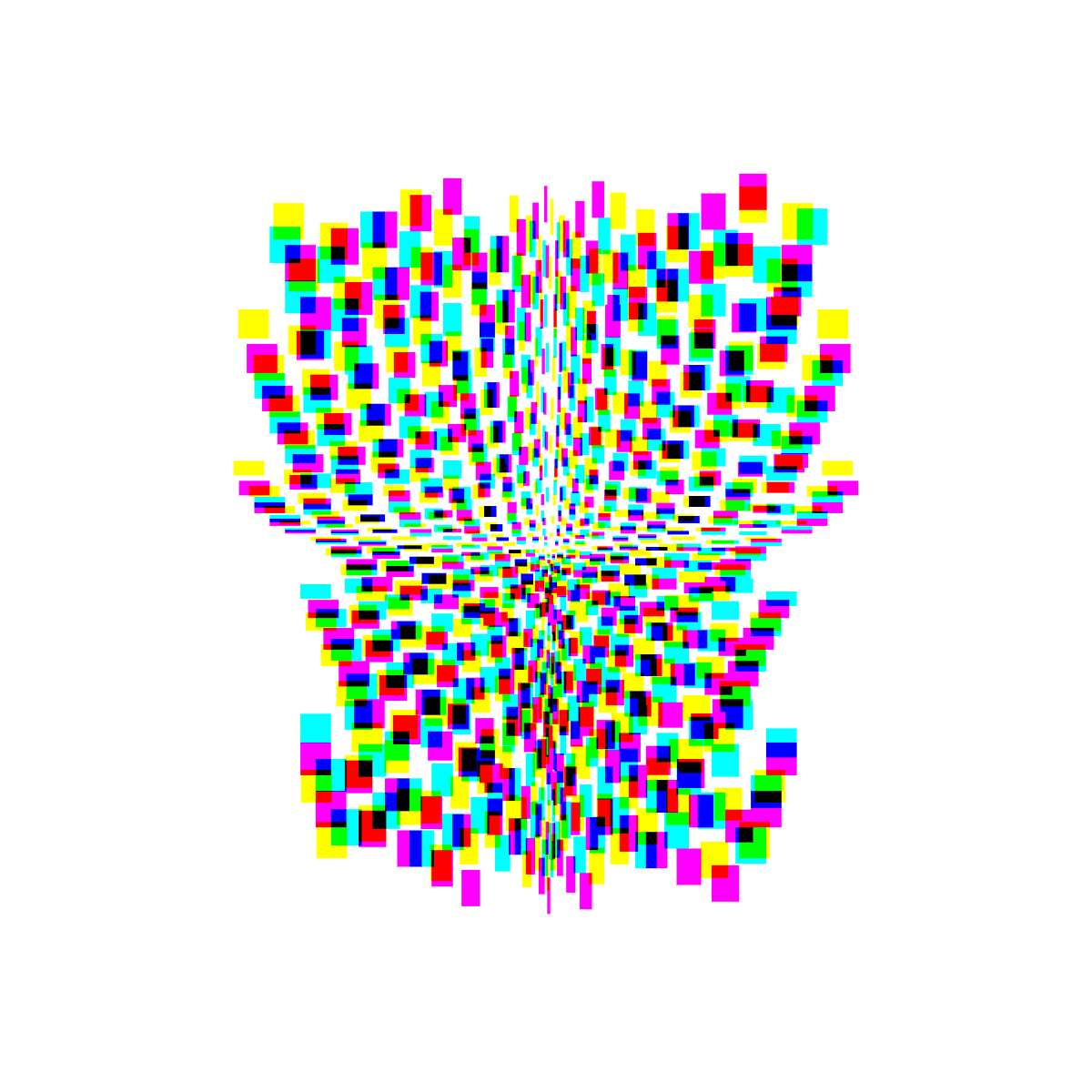 A butterfly made out of glitchy rectangles