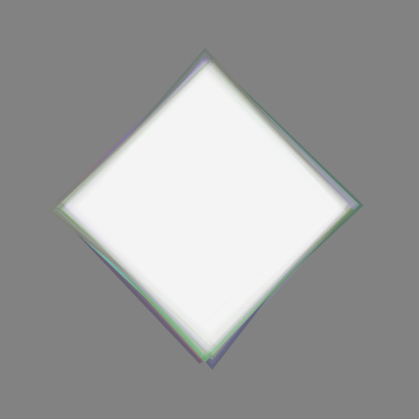 A white rhomb pulsing with many different colors