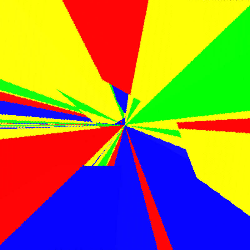 Two canvases: one lets you draw lines, while the other scans a colorful burst