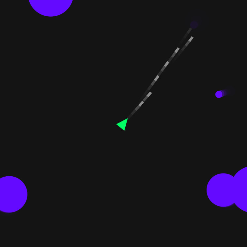 A tiny triangle surrounded by ever-larger numbers of big circles