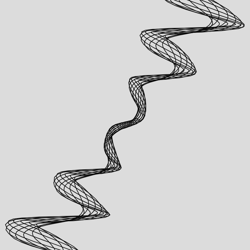 A flowing, wavy ribbon of lines