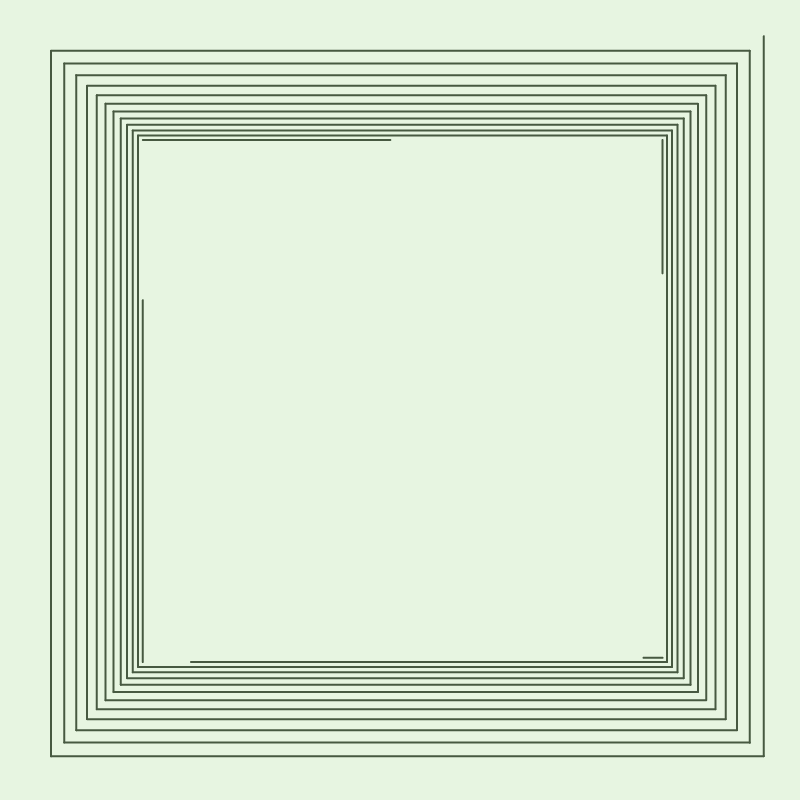 A square spiral is drawn and re-drawn constantly