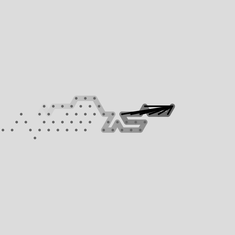 A spider-like creature darts around a hexagonal grid, avoiding stepping on places where it's stepped before.