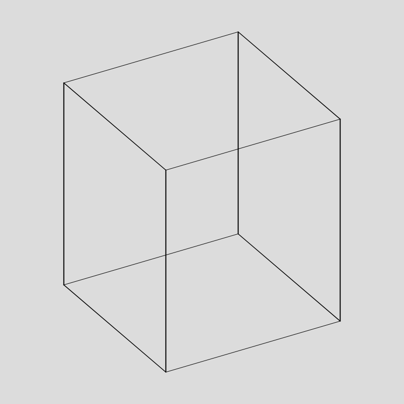 A spinning cube wireframe