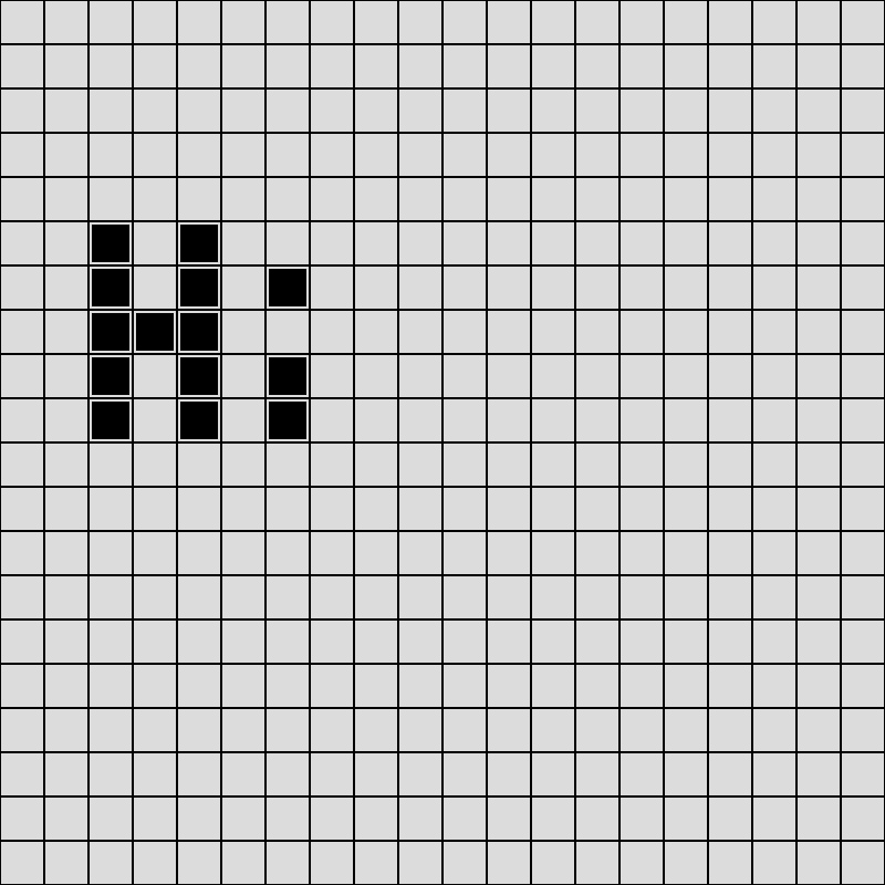 A grid of squares, toggled when you move over them