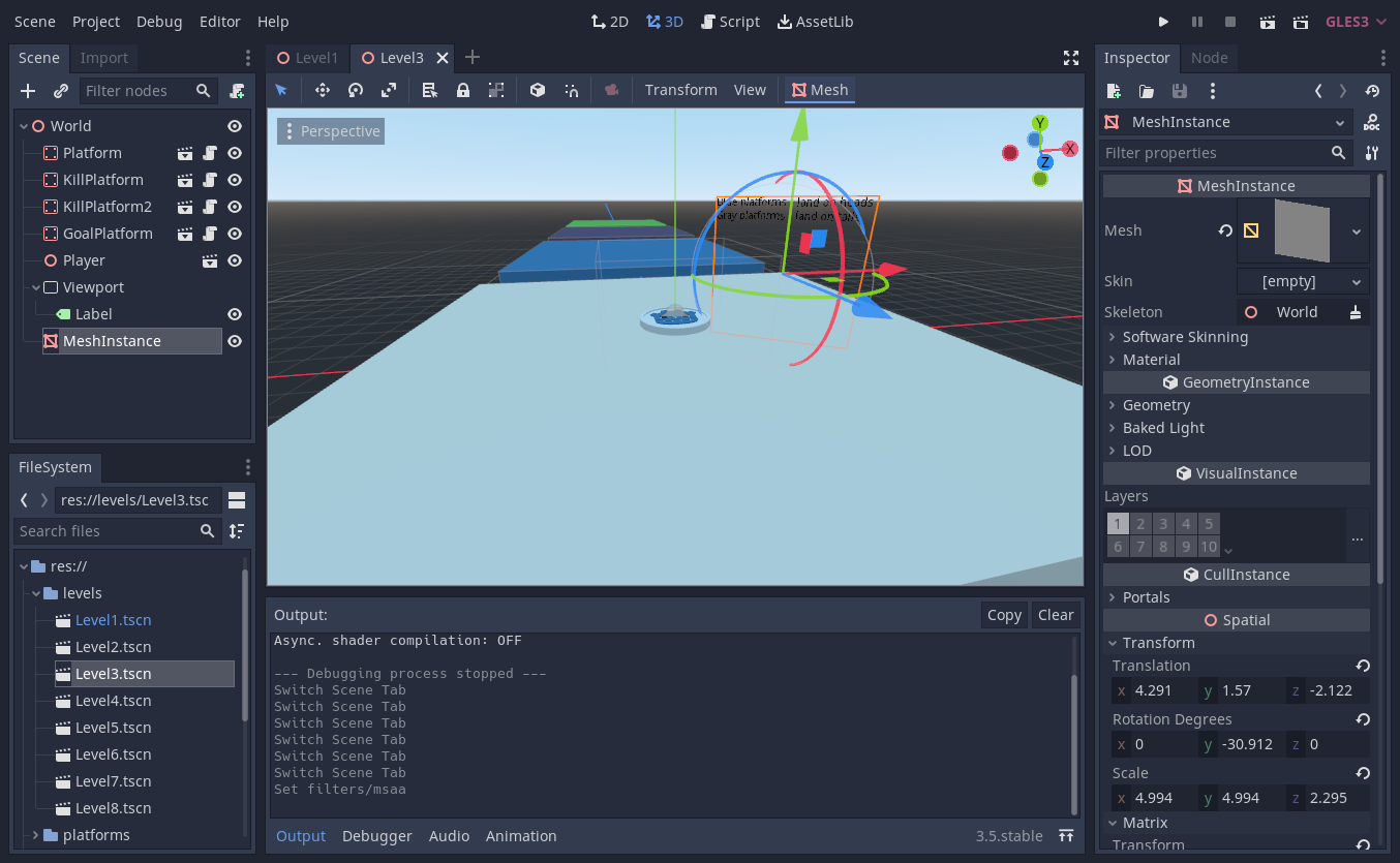 %Screenshot of the Godot editor from 2020