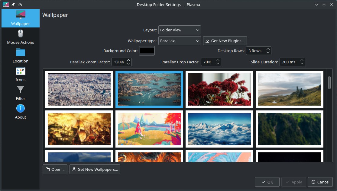 %The settings screen of the parallax plugin